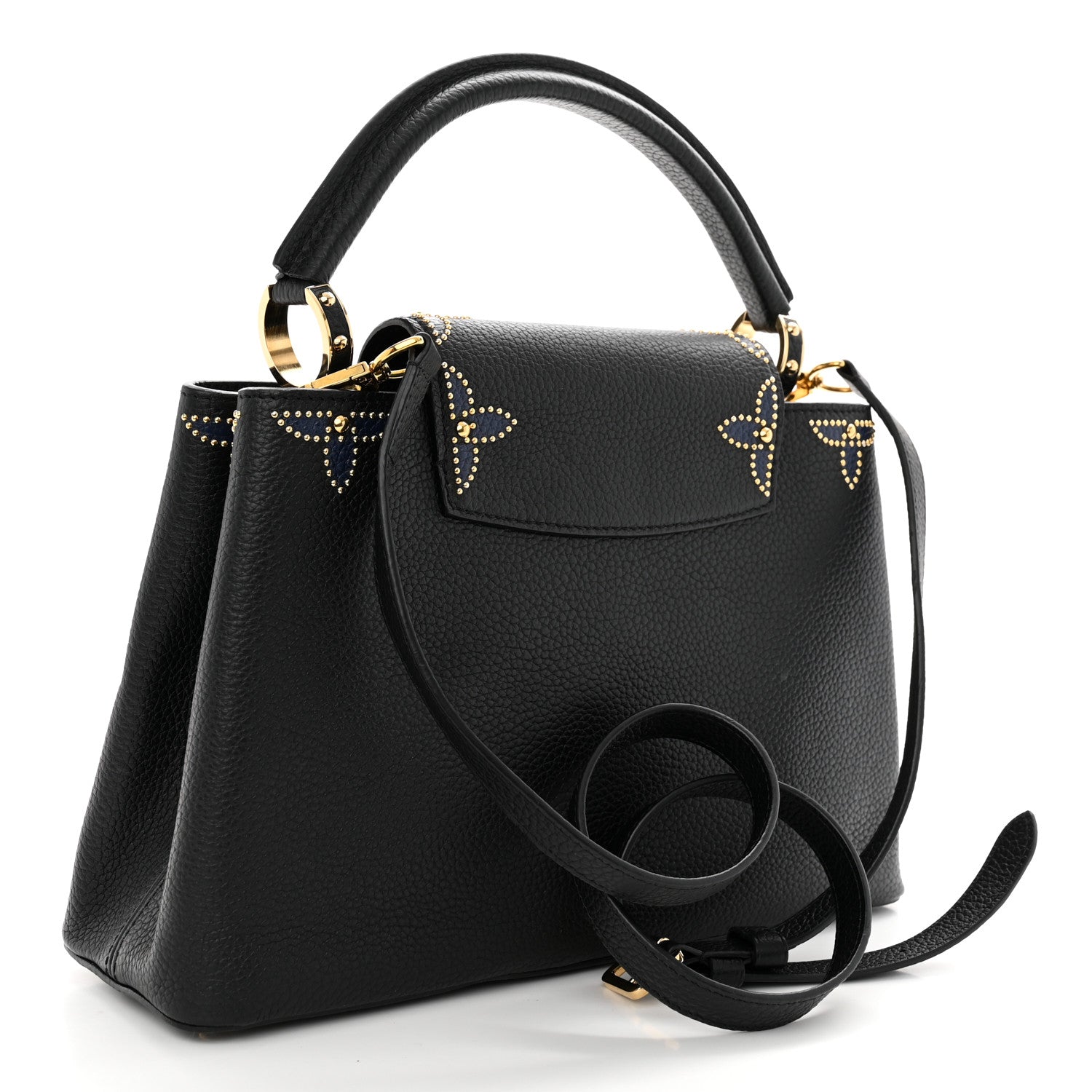 Louis Vuitton Taurillon Flower Capucines PM Black Blue 3 of 13