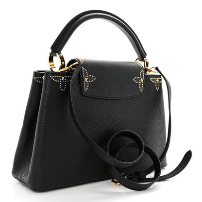 Louis Vuitton Taurillon Flower Capucines PM Black Blue 3 of 13