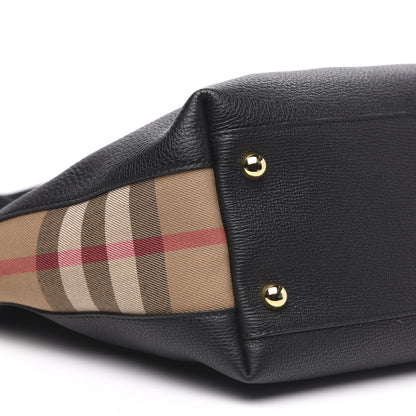 Burberry Derby Calfskin House Check Medium Welburn Tote Black 8 of 11