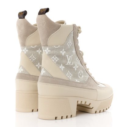 Louis Vuitton Suede Calfskin Laureate Platform Desert Boots 41 Beige 4 of 8