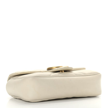 Gucci Calfskin Matelasse Super Mini GG Marmont Shoulder Bag White 4 of 13