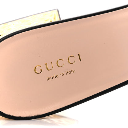 Gucci Cosmos Softy Calfskin Interlocking G Cut Out 55mm Slide Sandals 40 Black Gold 7 of 8