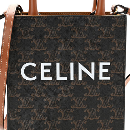 Celine Triomphe Canvas Calfskin Mini Vertical Cabas Tan 7 of 9