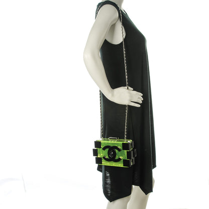 Chanel Plexiglass Boy Brick Lego Clutch Green Black 2 of 7