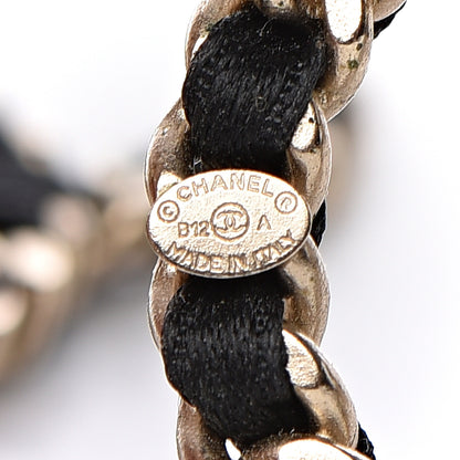 Chanel Satin CC Chain Earrings Light Gold Black 4 of 4