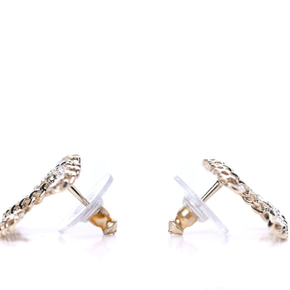 Chanel Crystal Chain CC Earrings Gold 3 of 4