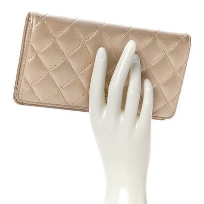 Chanel Metallic Lambskin Quilted Yen Wallet Gold 2 of 17