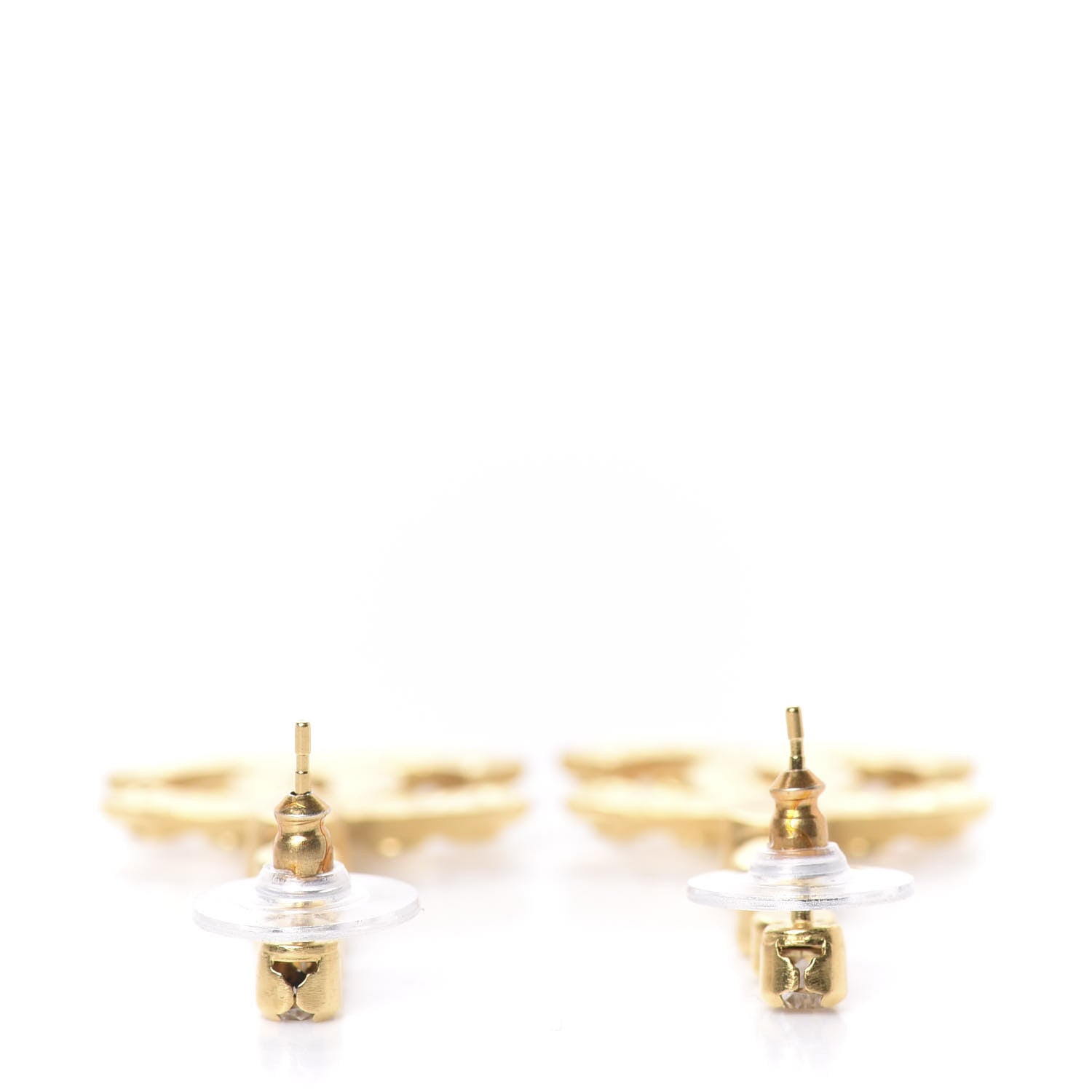Chanel CC Crystal Drop Earrings Gold 3 of 5