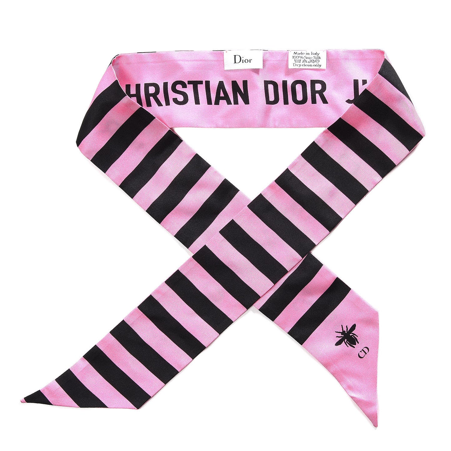 Silk Striped Mitzah Scarf Pink Black