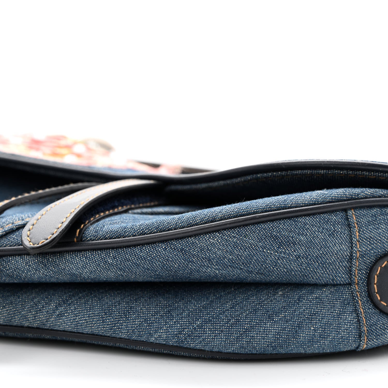 Christian Dior Denim Crystal Floral Embroidered Saddle Bag Multicolor 10 of 10