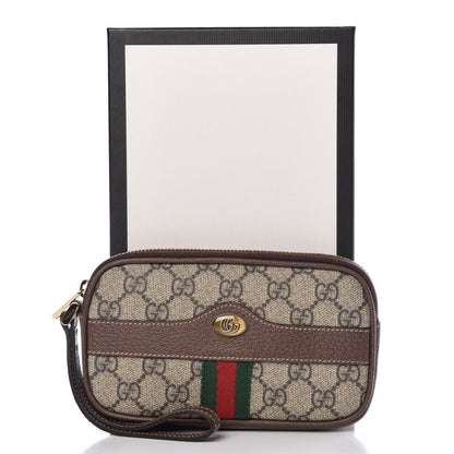 Gucci GG Supreme Monogram Ophidia Phone Case Wristlet Brown 10 of 10