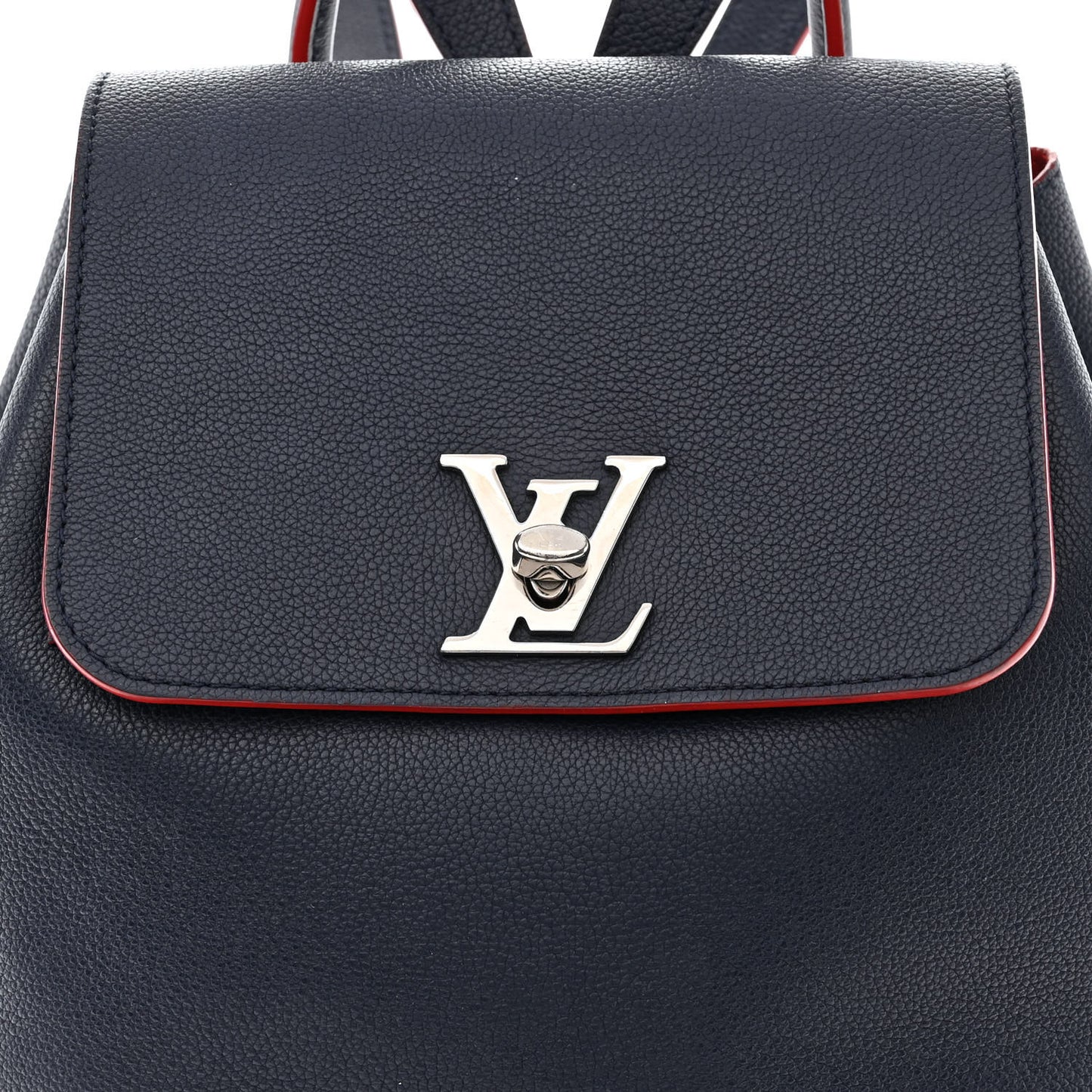 Soft Calfskin Lockme Backpack Marine Rouge
