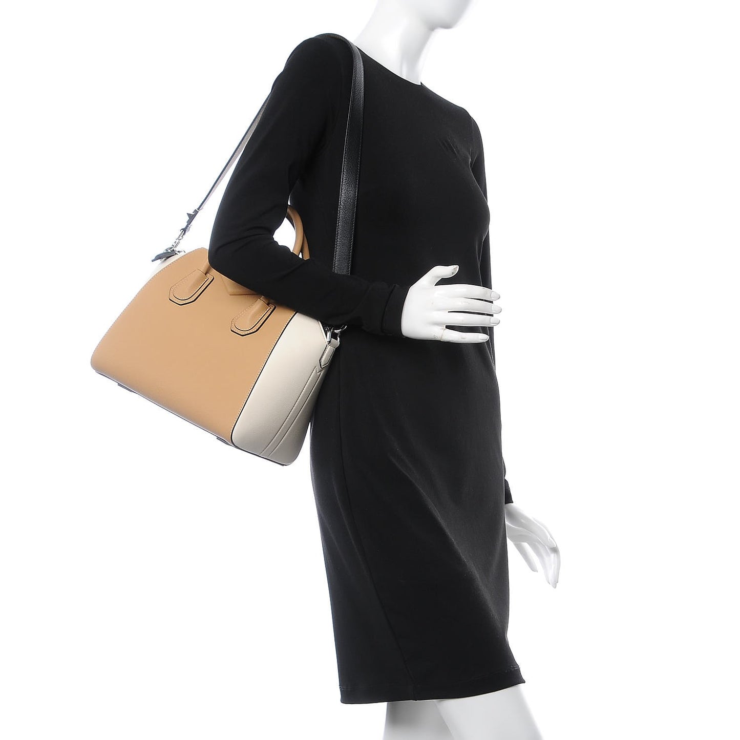 Sugar Goatskin Small Bi-Color Antigona Light Beige