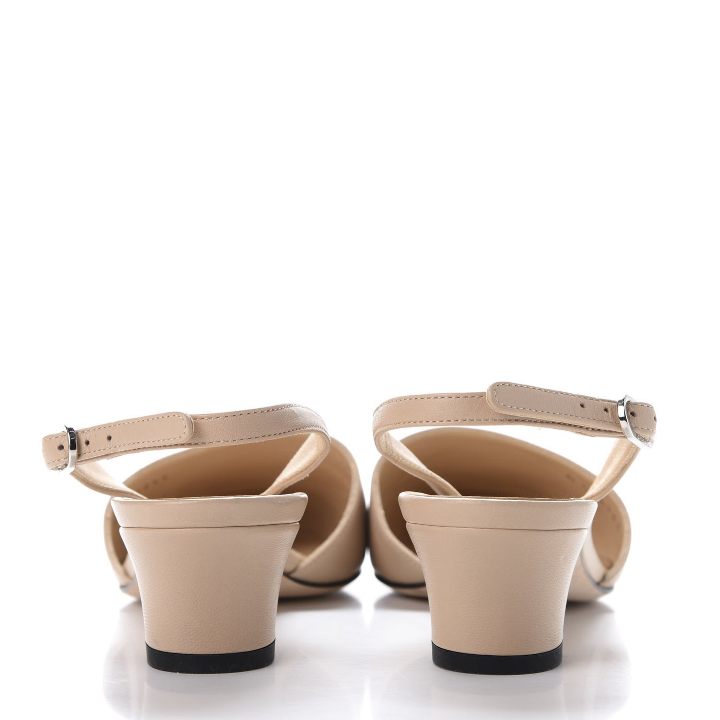 Lambskin Cap Toe CC Mary Jane Slingback Pumps 37 Beige Black