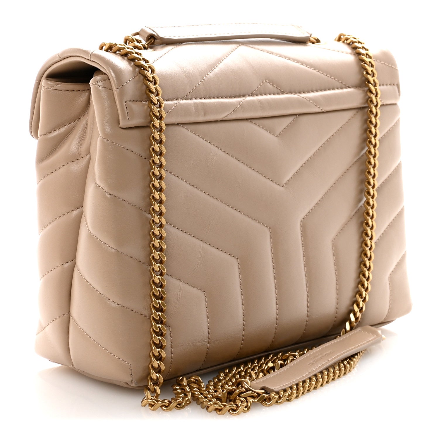 Saint Laurent Calfskin Y Quilted Monogram Small Loulou Chain Satchel Dark Beige 3 of 10