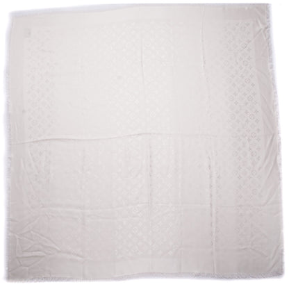 Louis Vuitton Wool Silk Monogram Shawl White 3 of 5