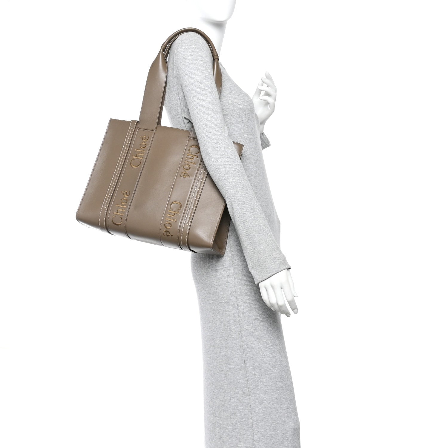 Chloe Calfskin Medium Woody Tote Army Green 2 of 13