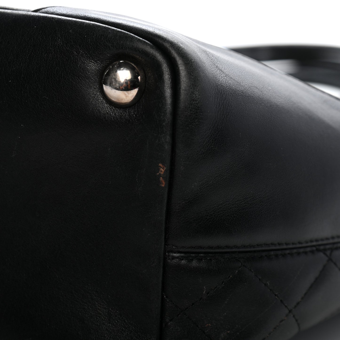 Calfskin Quilted Large Cambon Tote Black