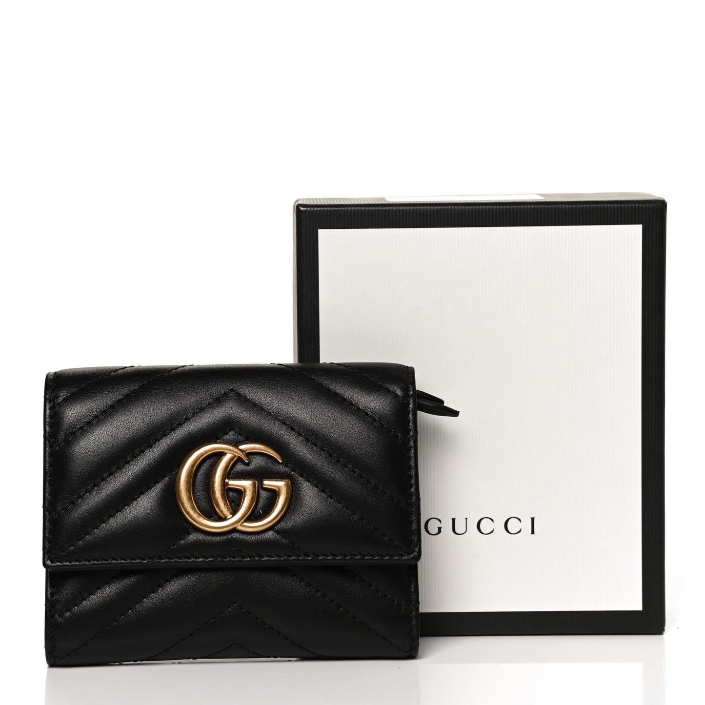 Calfskin Matelasse GG Marmont Wallet Black