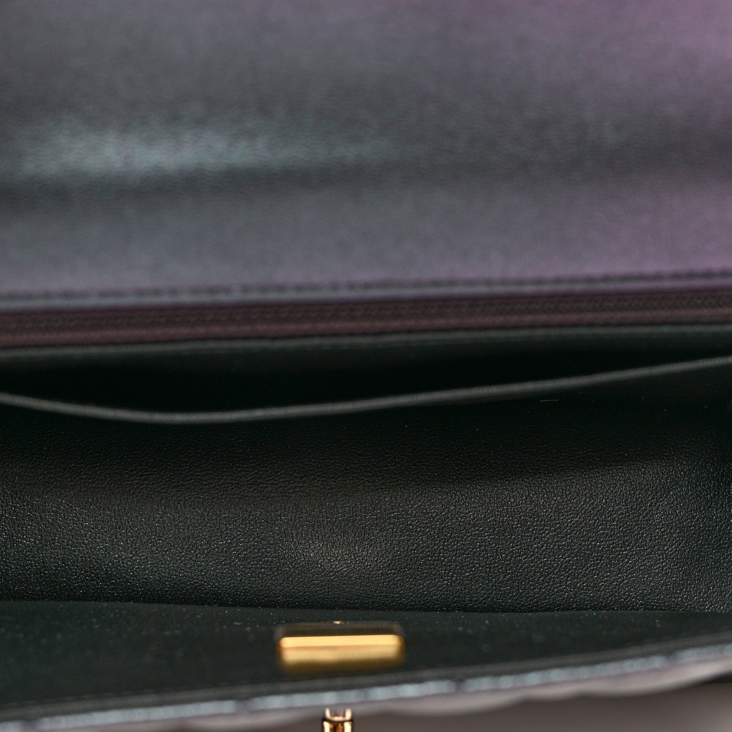 Iridescent Lambskin Quilted Mini Rectangular Flap Black