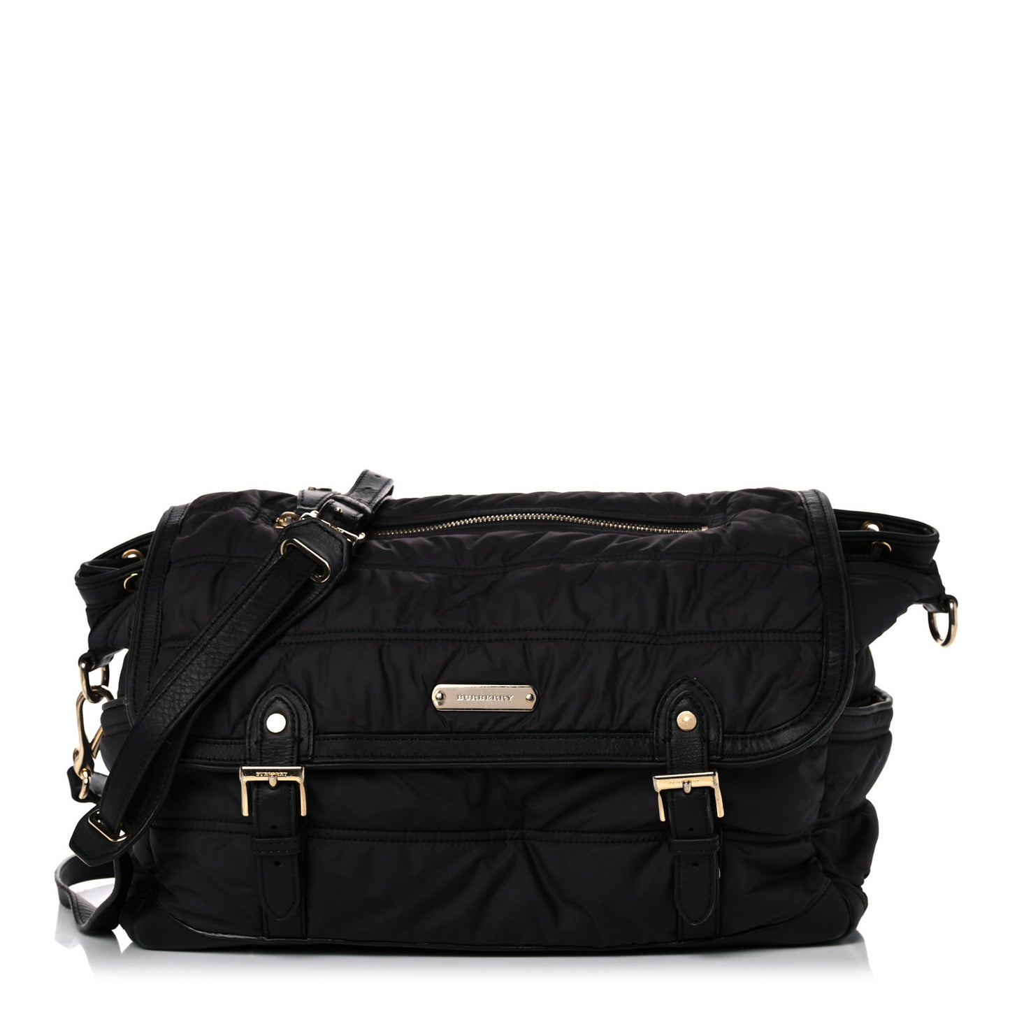 Nylon Quilted Diaper Bag Black