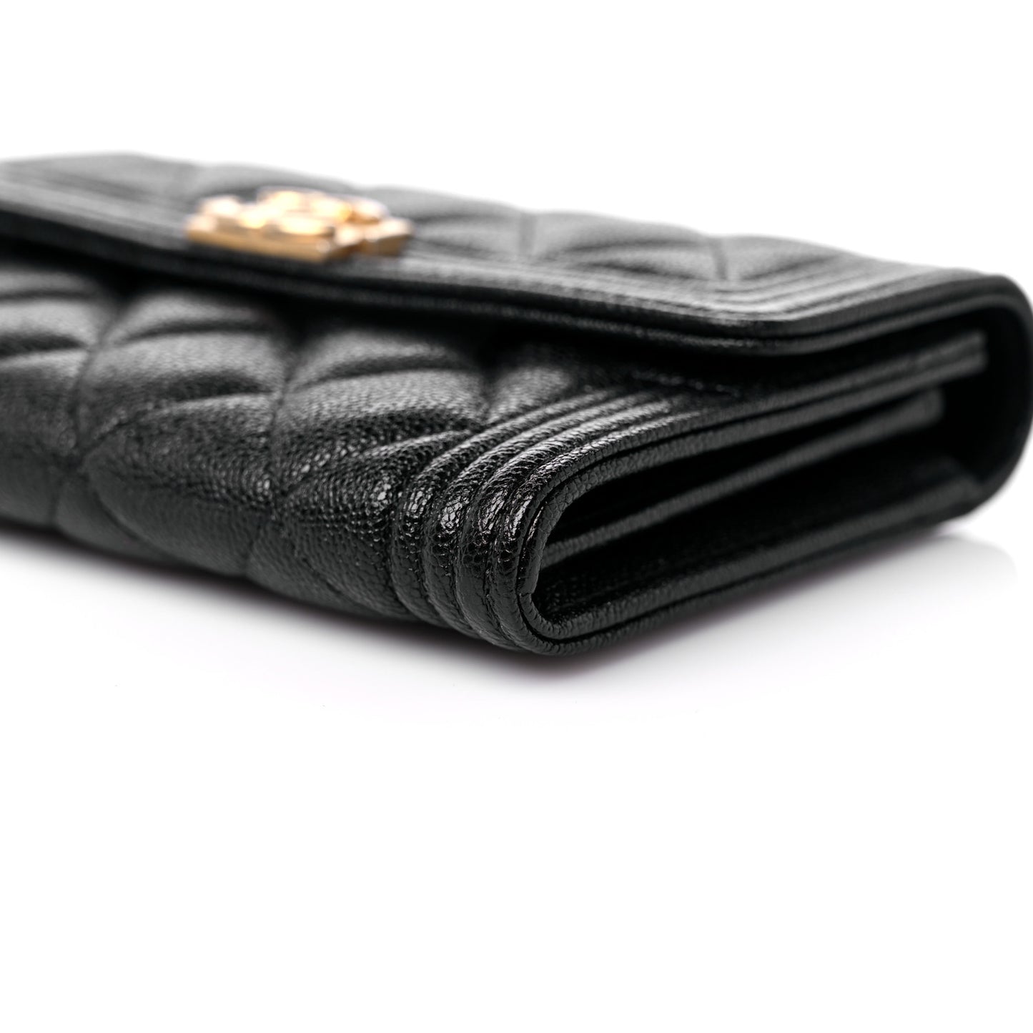 Caviar Quilted Medium Boy Flap Wallet Black