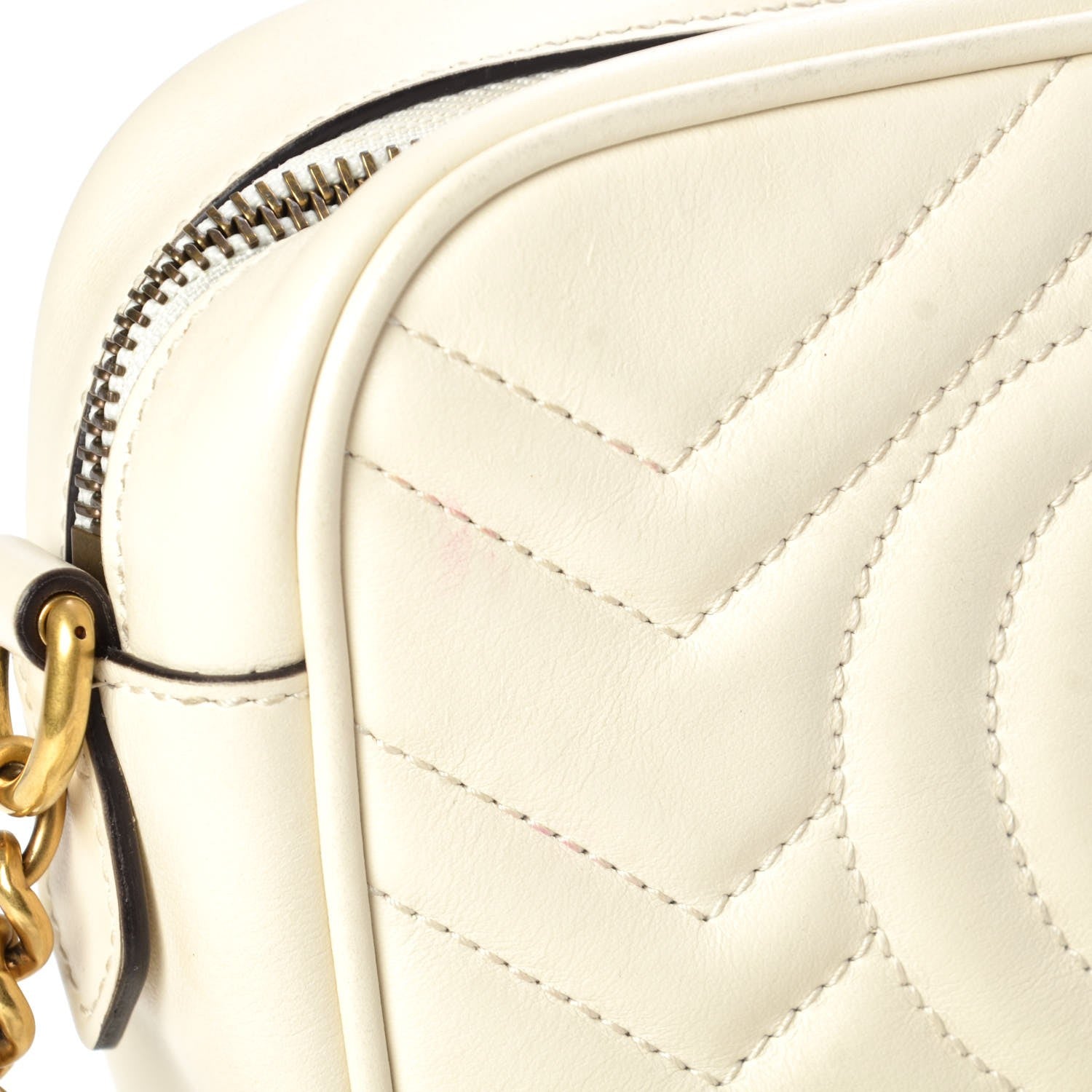 Gucci Calfskin Matelasse Mini GG Marmont Chain Shoulder Bag White 6 of 10