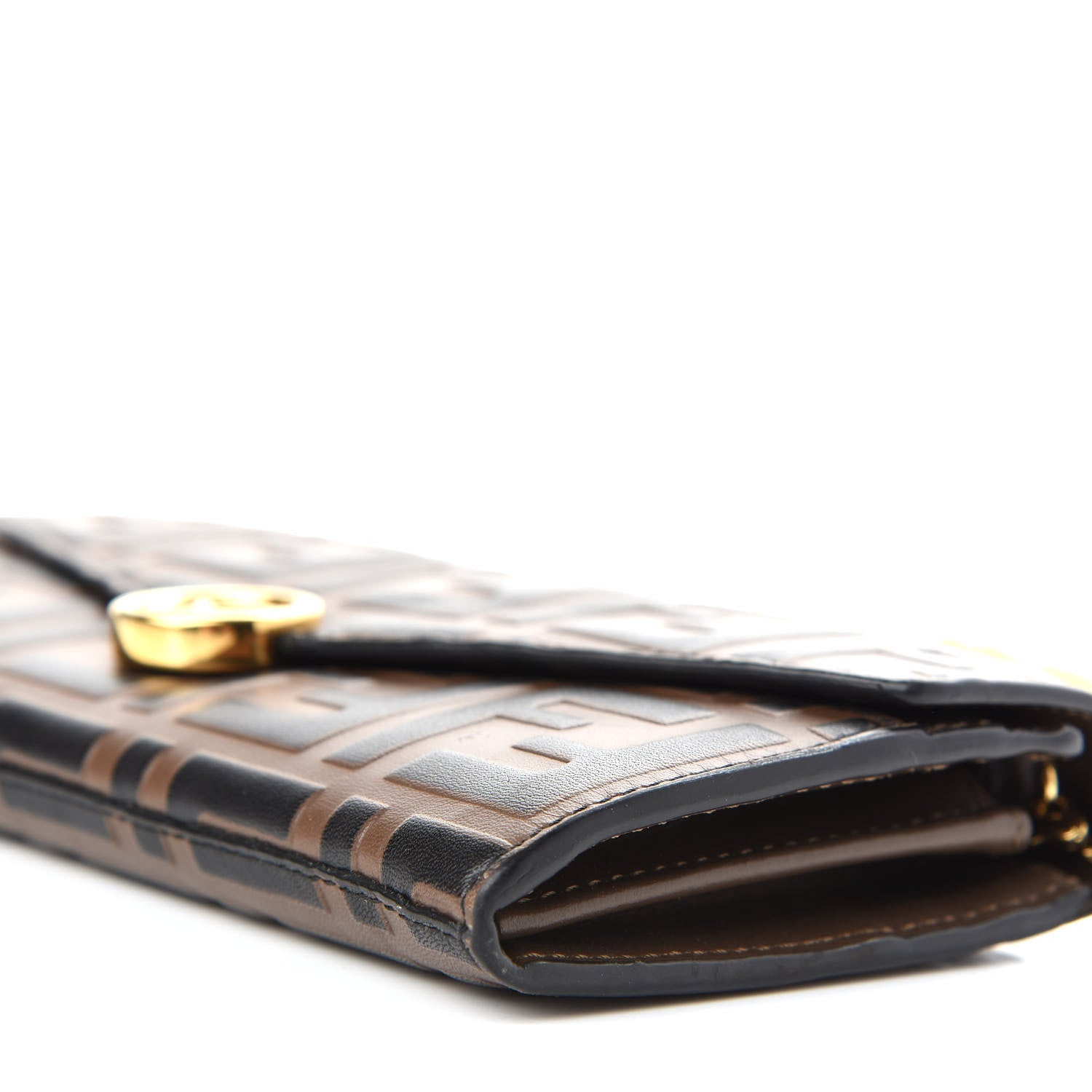 Fendi Vitello Soft F is Fendi Bi-Color FF 1974 Embossed Continental Envelope Wallet On Chain Maya Black 9 of 10