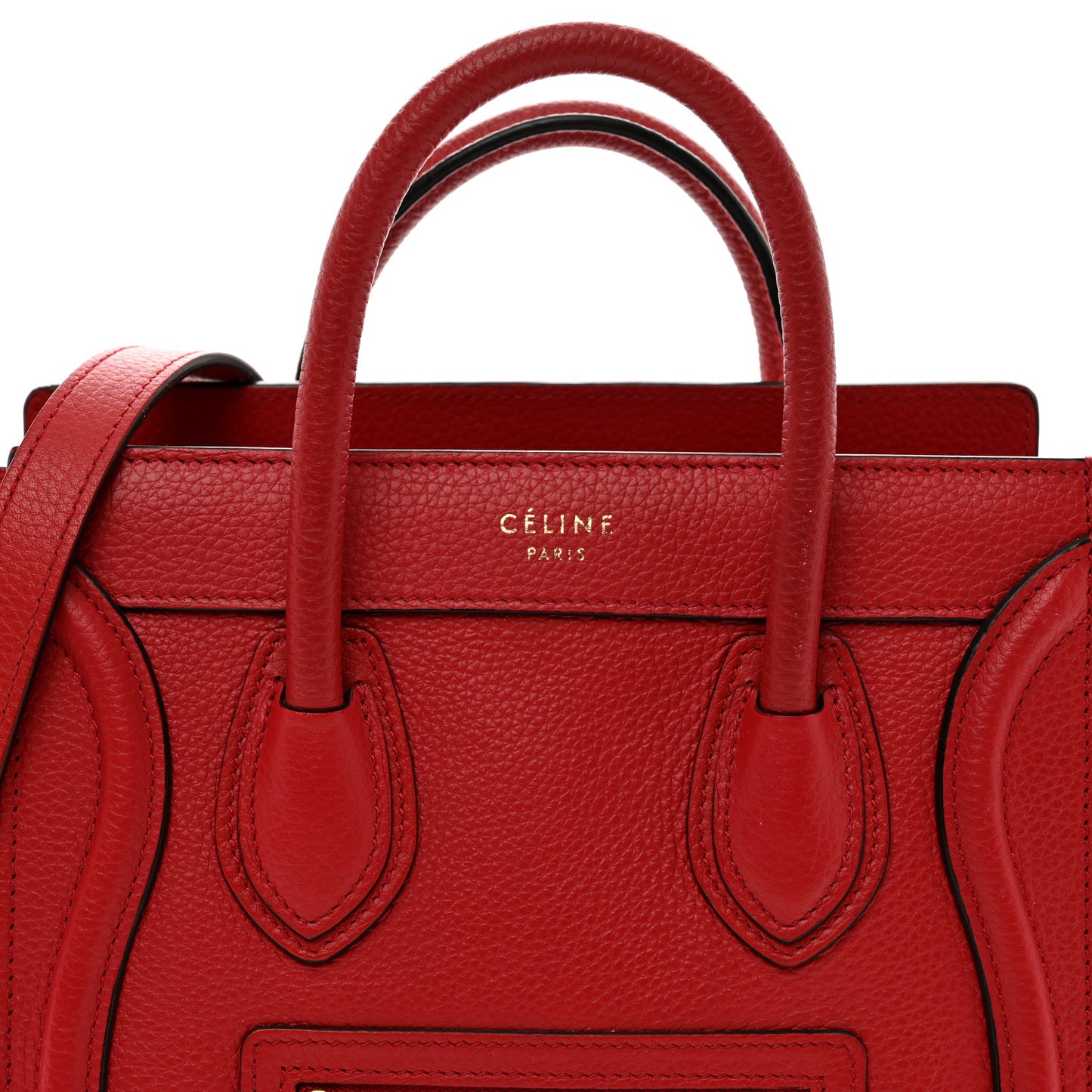 Drummed Calfskin Nano Luggage Coquelicot