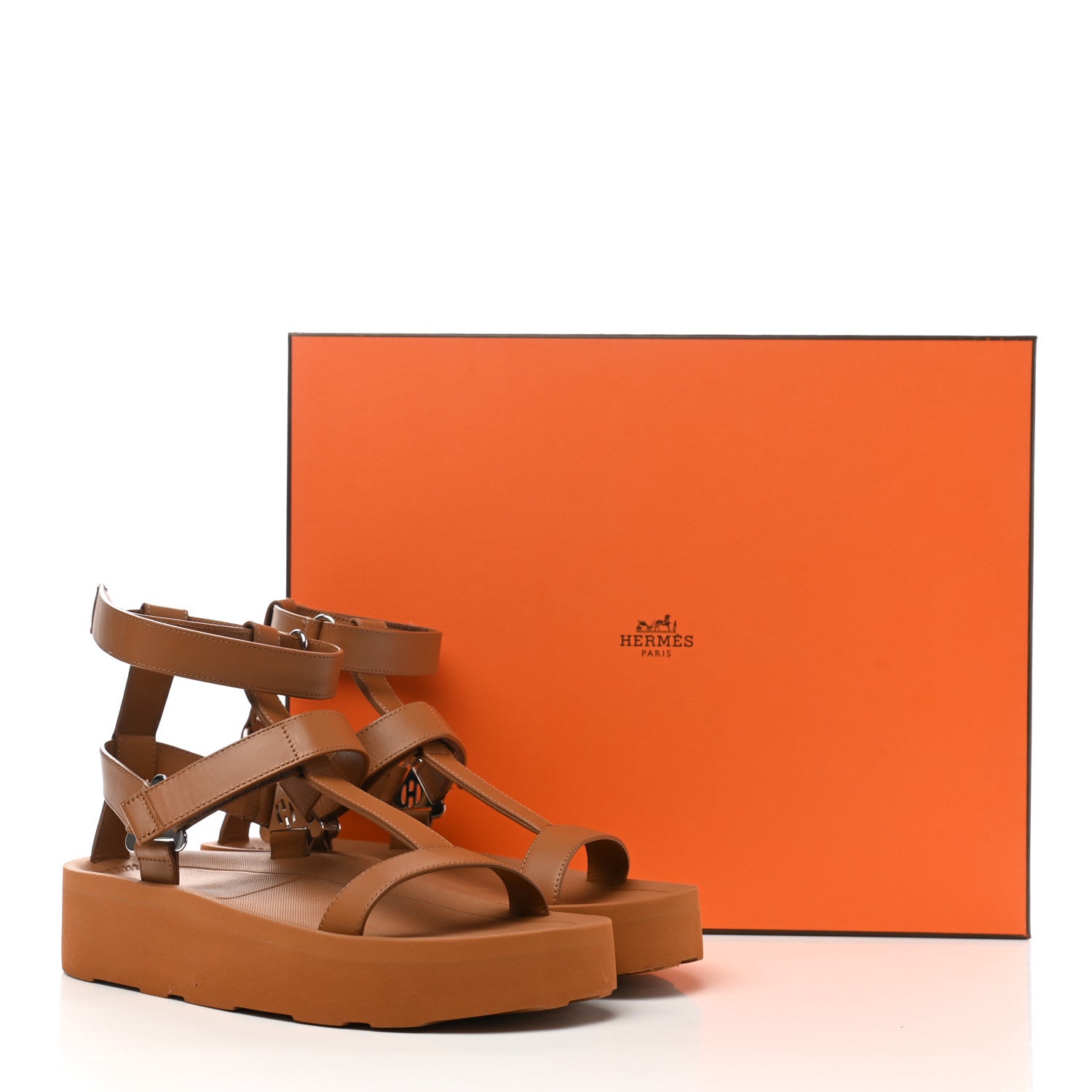 Hermes Calfskin Womens Enid Sandals 38.5 Naturel 14 of 14
