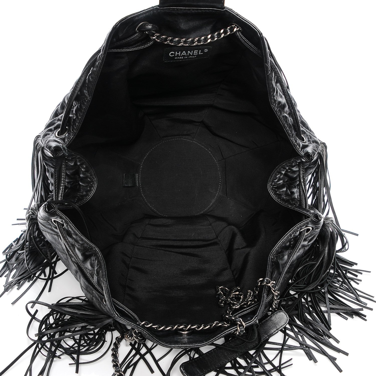 Chanel Lambskin Quilted Western Baluchon Fringe Bag Black 5 of 7