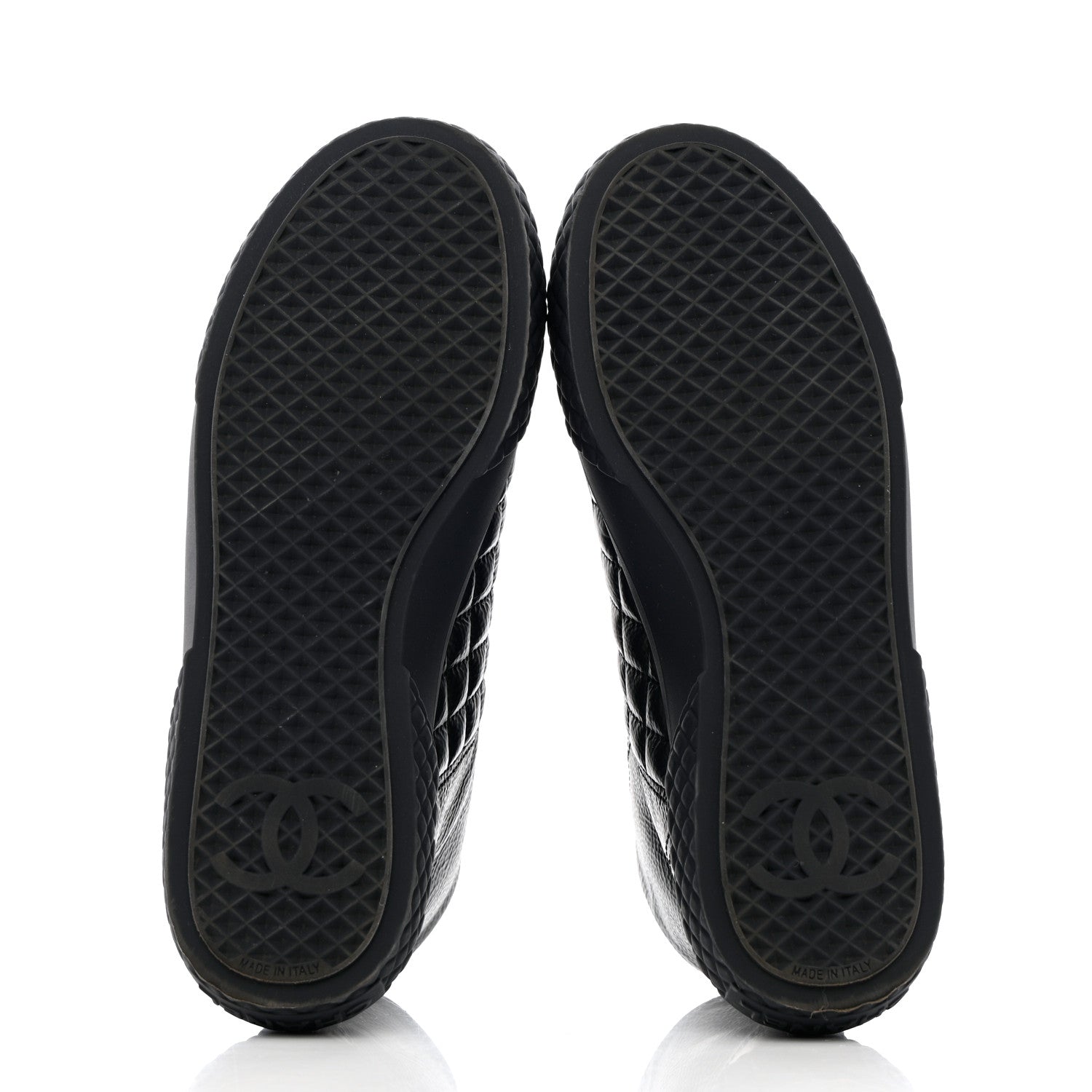 Chanel Calfskin High Top CC Sneakers 36.5 Black 5 of 16