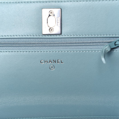 Chanel Lambskin Quilted Trendy CC Wallet On Chain WOC Light Blue 6 of 9