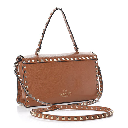 Valentino Garavani Pebbled Calfskin Small Rockstud Single Handle Flap Bag Light Cuir 3 of 10