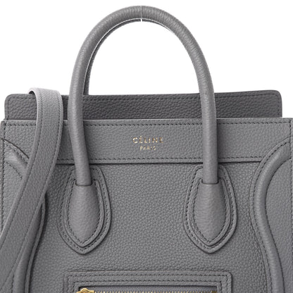 Celine Drummed Calfskin Nano Luggage Kohl 10 of 10