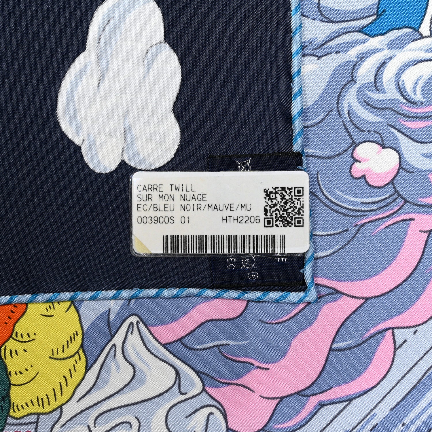 Hermes Silk Sur Mon Nuage Scarf 90 Bleu Black Mauve Multicolor 4 of 4