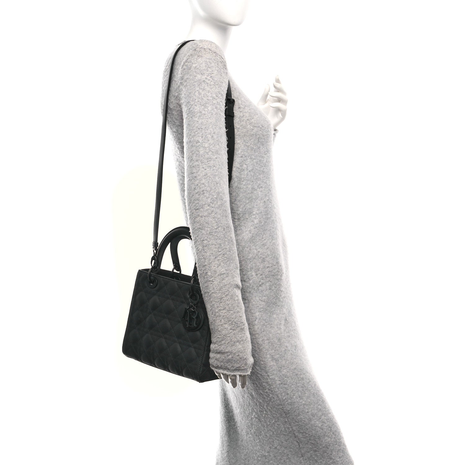 Christian Dior Ultra Matte Calfskin Cannage Medium Lady Dior Black Black 2 of 10