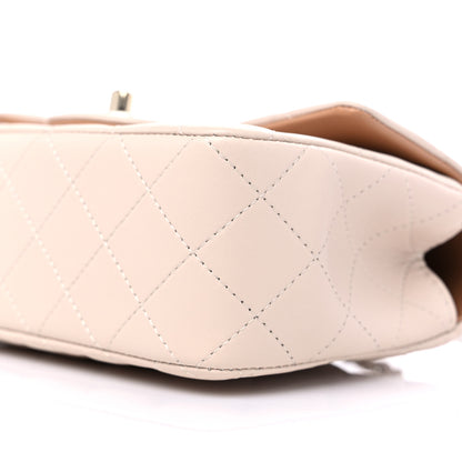 Chanel Lambskin Quilted Bi-Color Mini Top Handle Rectangular Flap Ecru Dark Beige 9 of 10