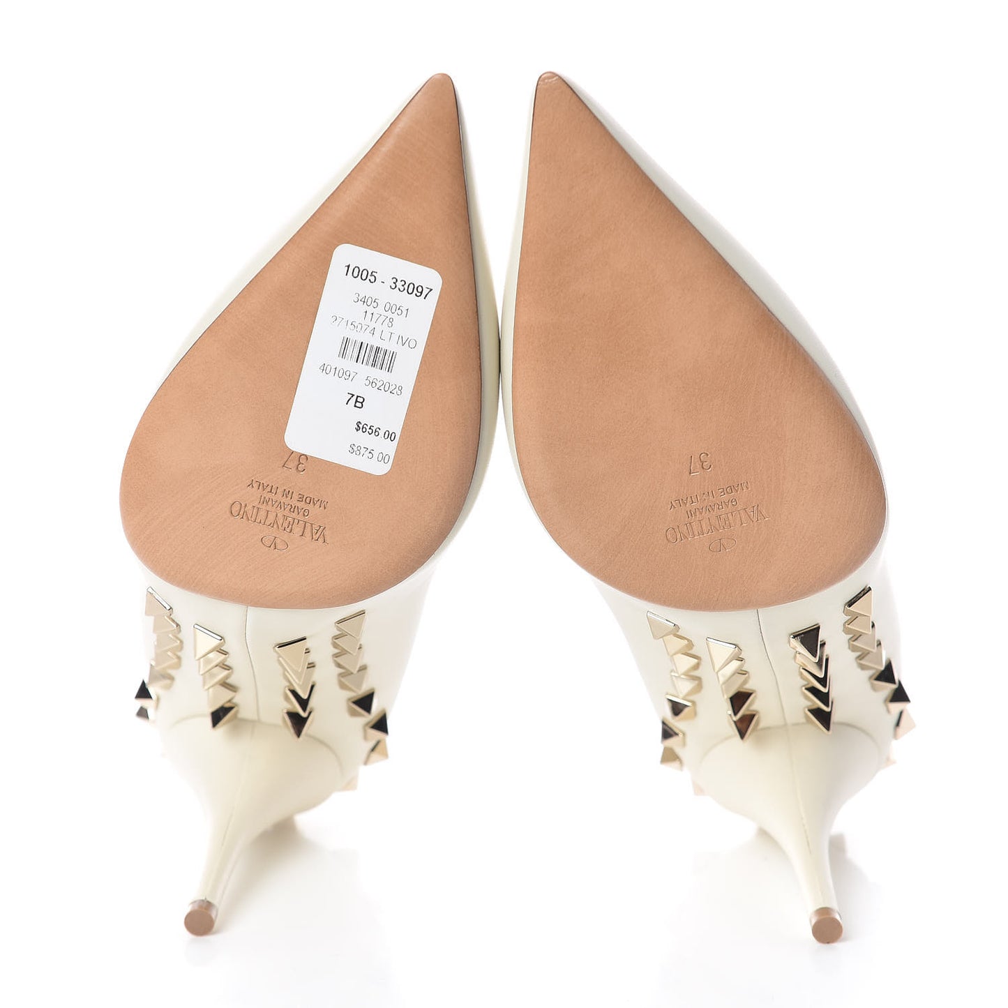 Nappa Rockstud Jaw Stud 100mm Pumps 37 Ivory