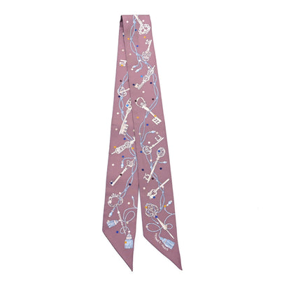 Hermes Silk Les Cles A Pois Twilly Marron Glace Gris 2 of 5