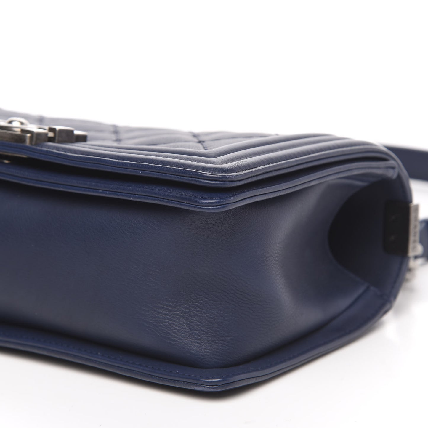 Calfskin Quilted Small Boy Flap Navy