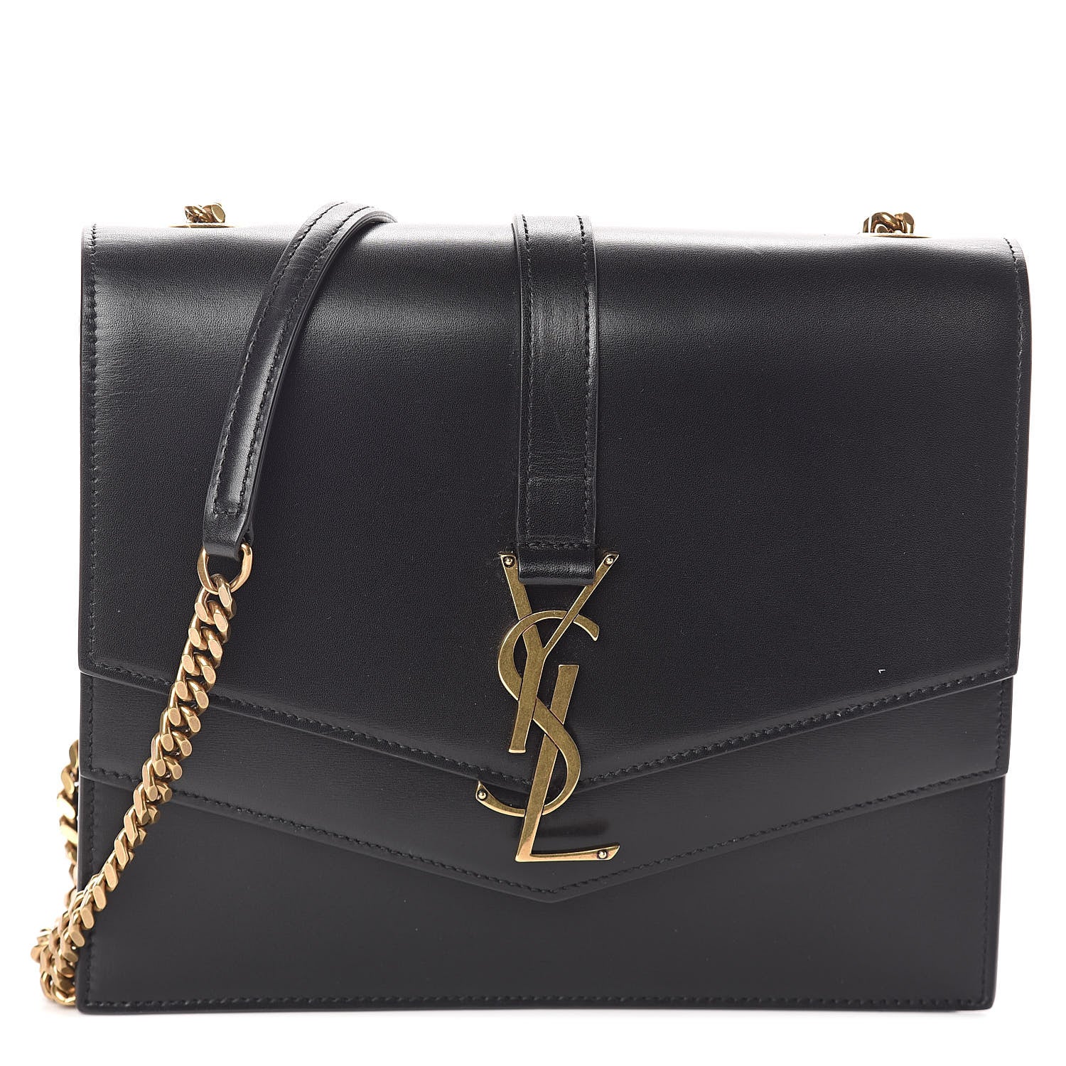 Saint Laurent Smooth Calfskin Medium Sulpice Monogram Shoulder Bag Black 1 of 8