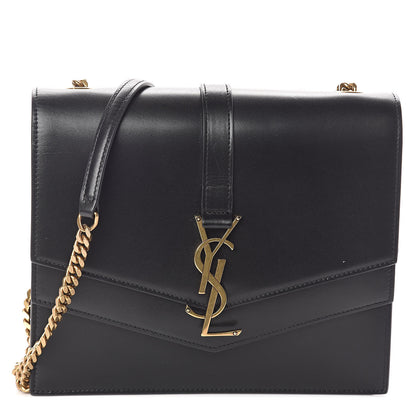 Saint Laurent Smooth Calfskin Medium Sulpice Monogram Shoulder Bag Black 1 of 8
