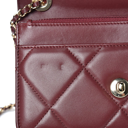 Chanel Lambskin Quilted Trendy CC Wallet On Chain WOC Dark Red 12 of 13