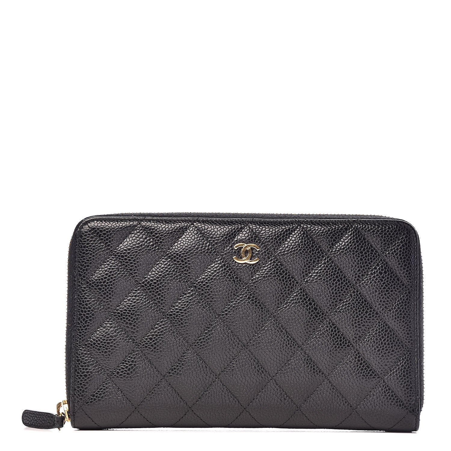 Chanel Caviar Quilted Large Zip Around Organizer Wallet Black 1 of 12