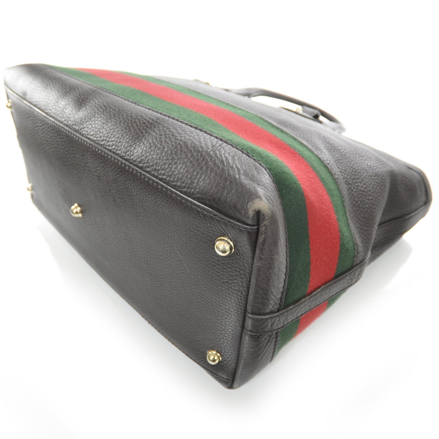 Gucci Leather Large Web Heritage Tote Dark Brown 5 of 9