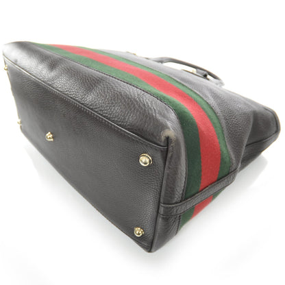 Gucci Leather Large Web Heritage Tote Dark Brown 5 of 9