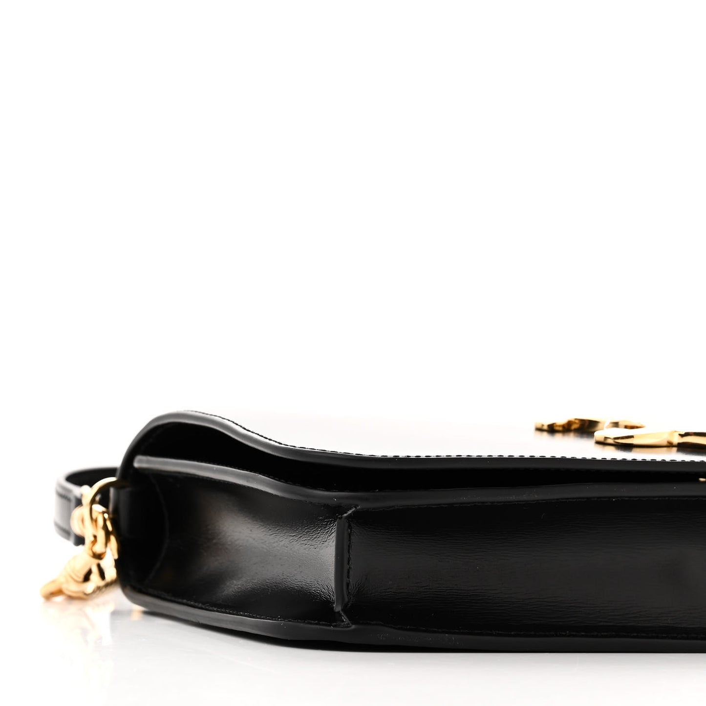 Shiny Calfskin Triomphe Chain Shoulder Bag Black