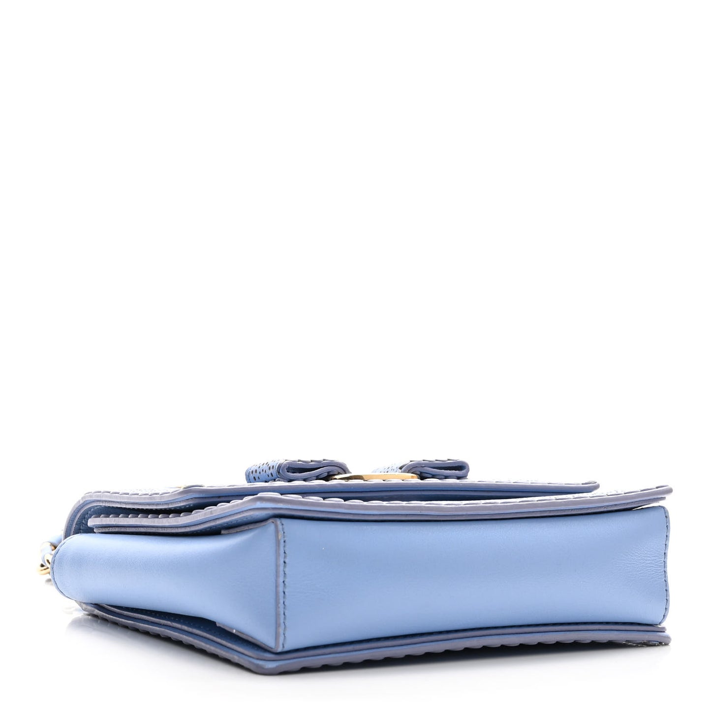 Perforated Calfskin Mini Ginny Shoulder Bag Blue