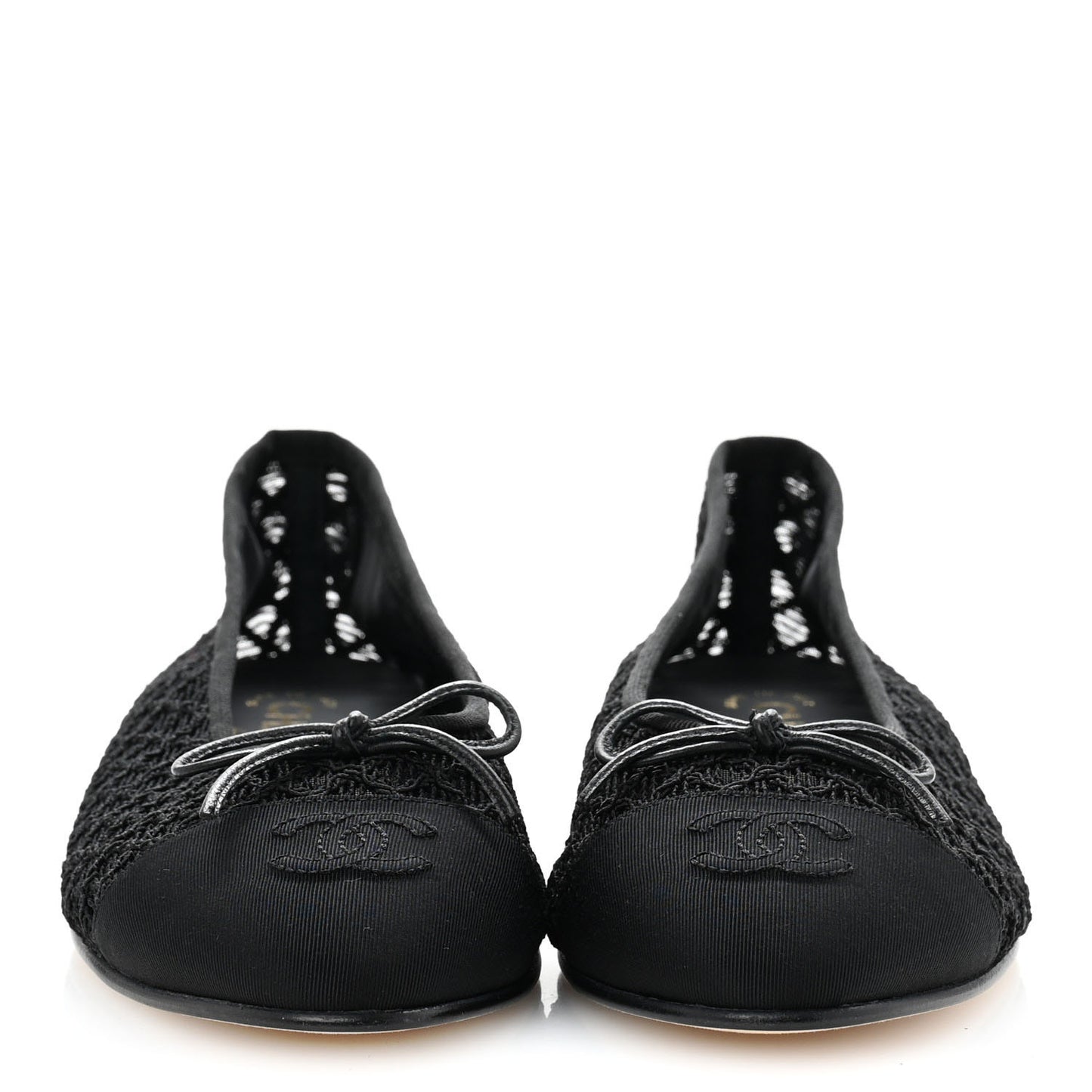 Embroidered Grosgrain Cap Toe Ballerina Flats 39 Black